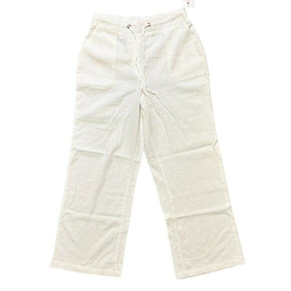 NWT CI SONO Linen Blend Wide Leg Drawstring Pants in White SZ M - Picture 1 of 9